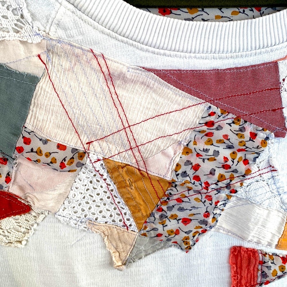 Anthropologie White Patchwork Blouse - image 2